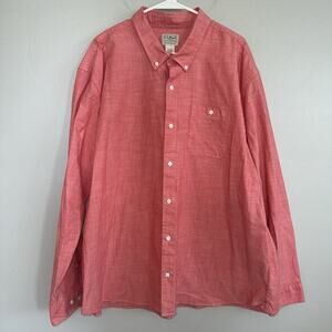 LL Bean Mens Long Sleeve Button Up Shirt XXL-REG 513067 Red Traditional Fit